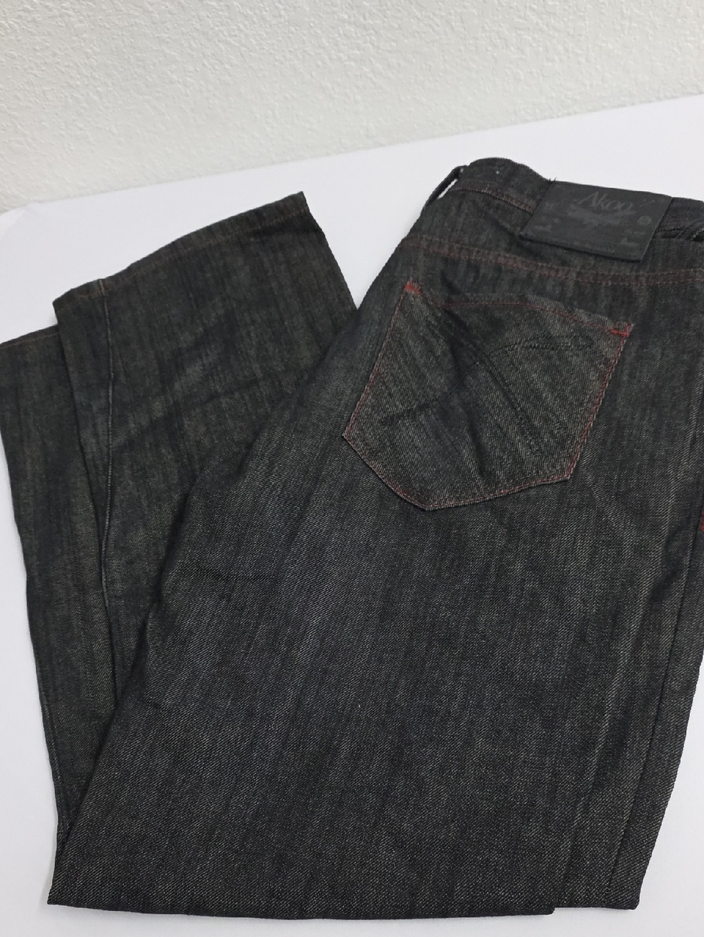 Akoo Black Wash Denim Streetwear Straight Leg Jeans W36 L33